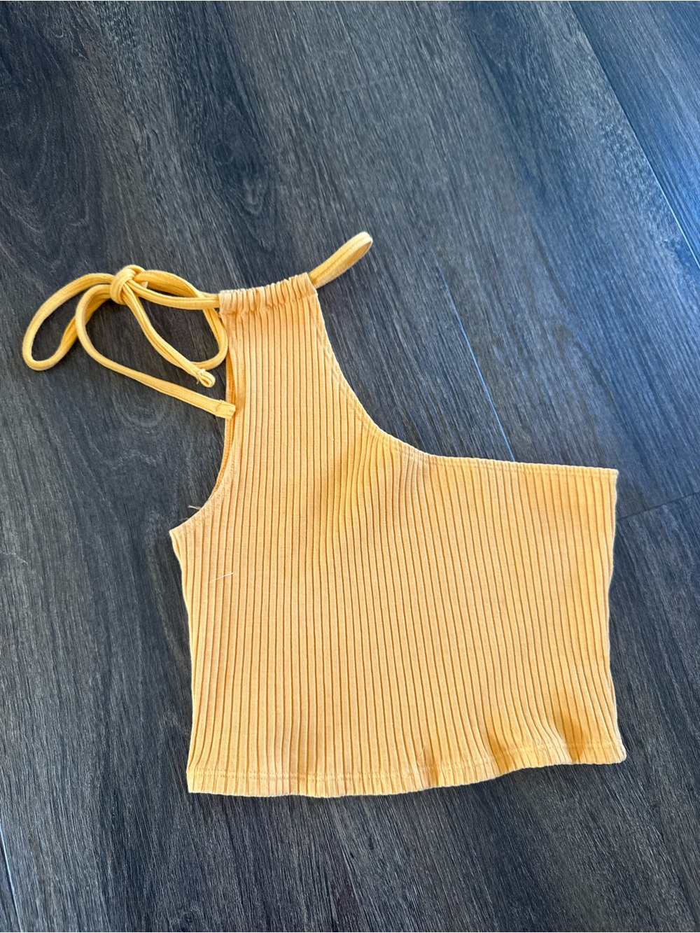 aerie Ribbed One-Shoulder Tie Crop Top - Yellow